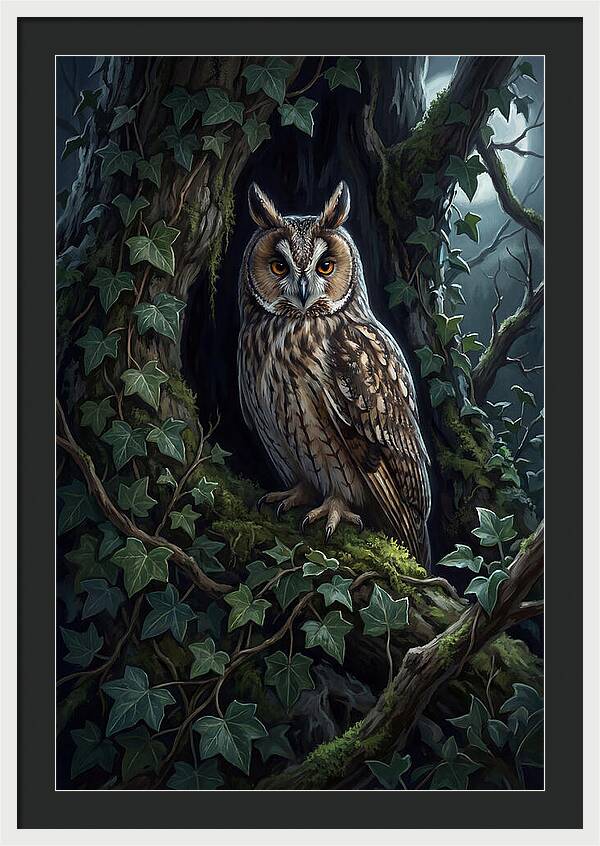 Long Eared Owl Roosting In Ivy