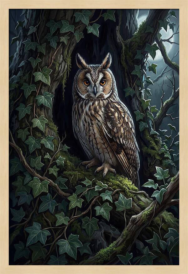 Long Eared Owl Roosting In Ivy