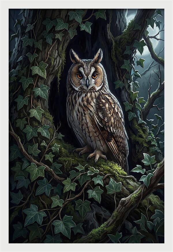 Long Eared Owl Roosting In Ivy
