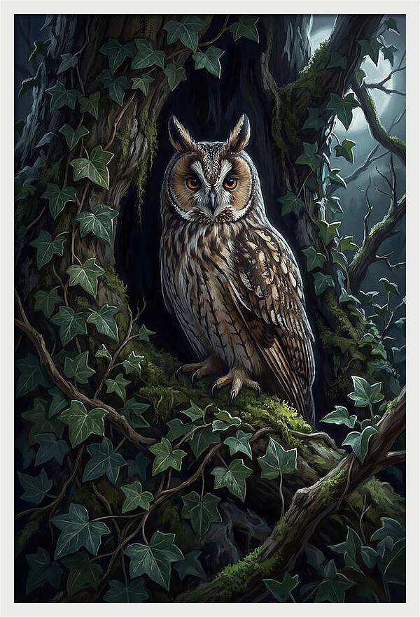 Long Eared Owl Roosting In Ivy