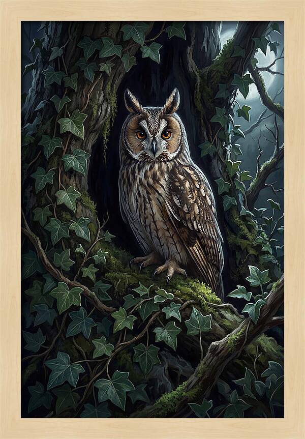Long Eared Owl Roosting In Ivy