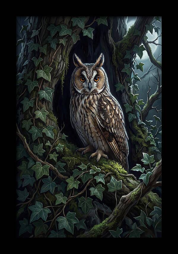 Long Eared Owl Roosting In Ivy