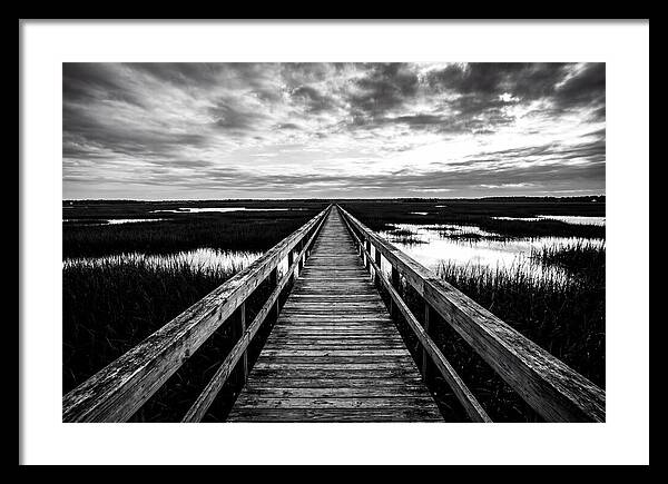 Long Wooden Boardwalk Over Marsh