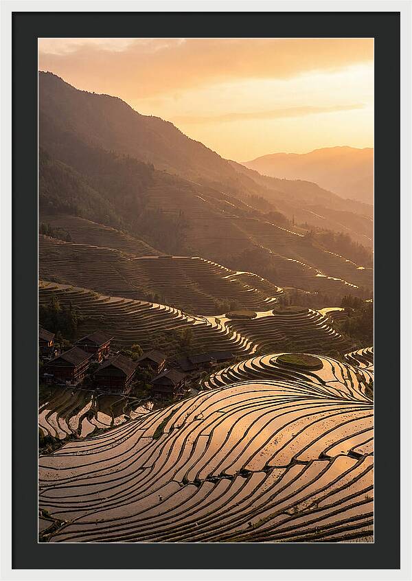 Longji Rice Terraces At Golden Hour