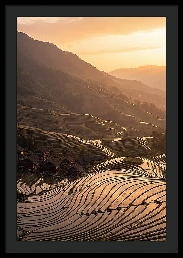 Longji Rice Terraces At Golden Hour