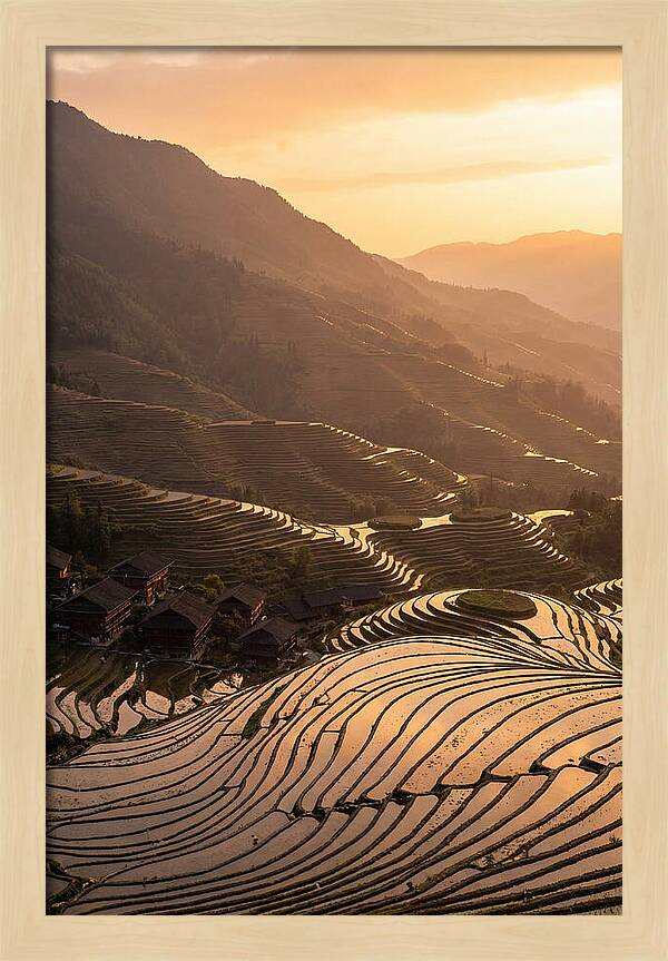 Longji Rice Terraces At Golden Hour