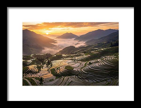 Longji Terraces At Golden Hour