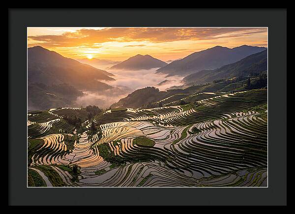 Longji Terraces At Golden Hour