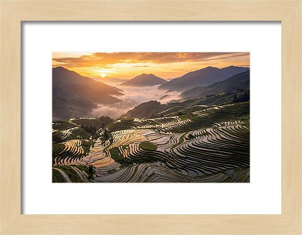 Longji Terraces At Golden Hour