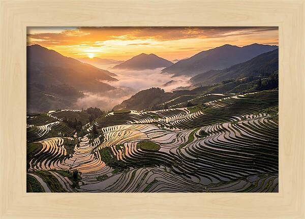 Longji Terraces At Golden Hour