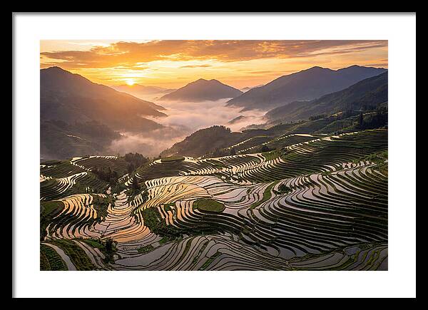 Longji Terraces At Golden Hour