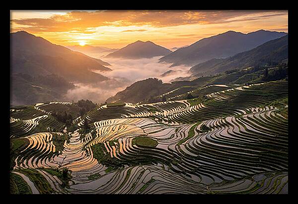 Longji Terraces At Golden Hour