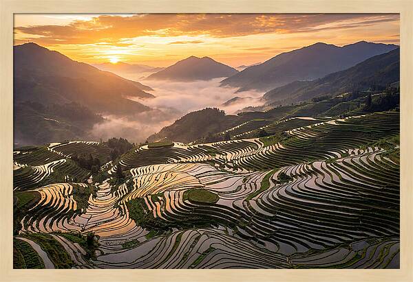 Longji Terraces At Golden Hour