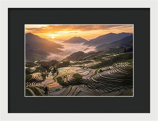 Longji Terraces At Golden Hour