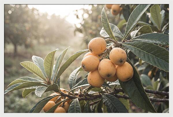 Loquat Cluster In Golden Light