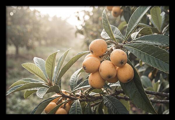 Loquat Cluster In Golden Light