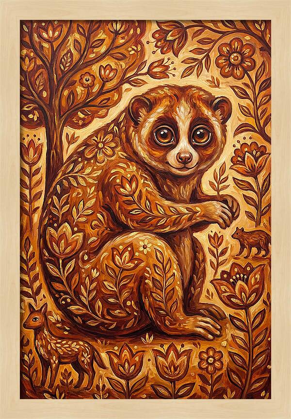 Loris Among Floral Patterns