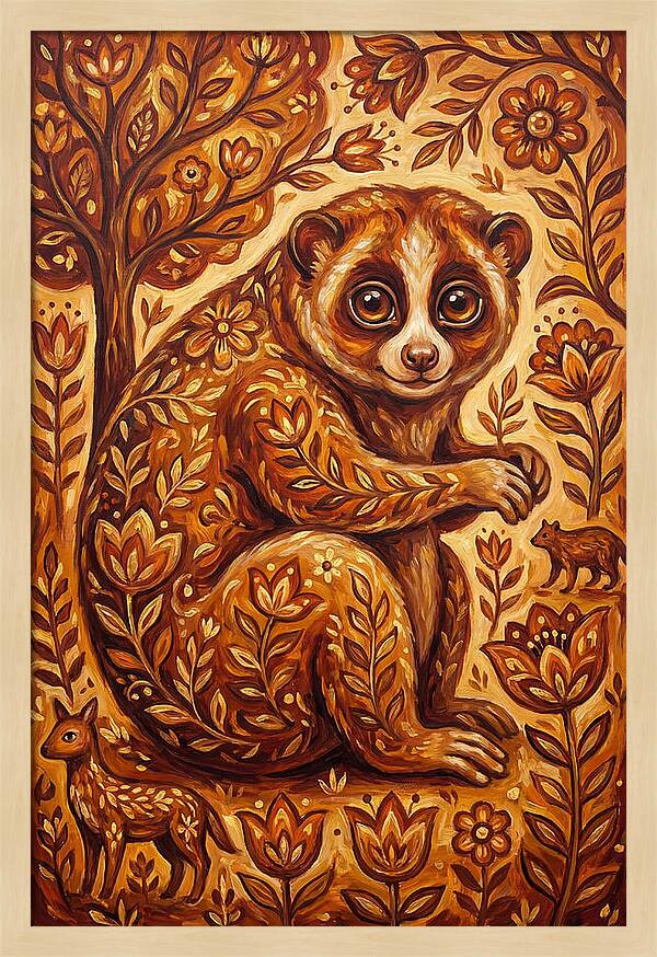 Loris Among Floral Patterns