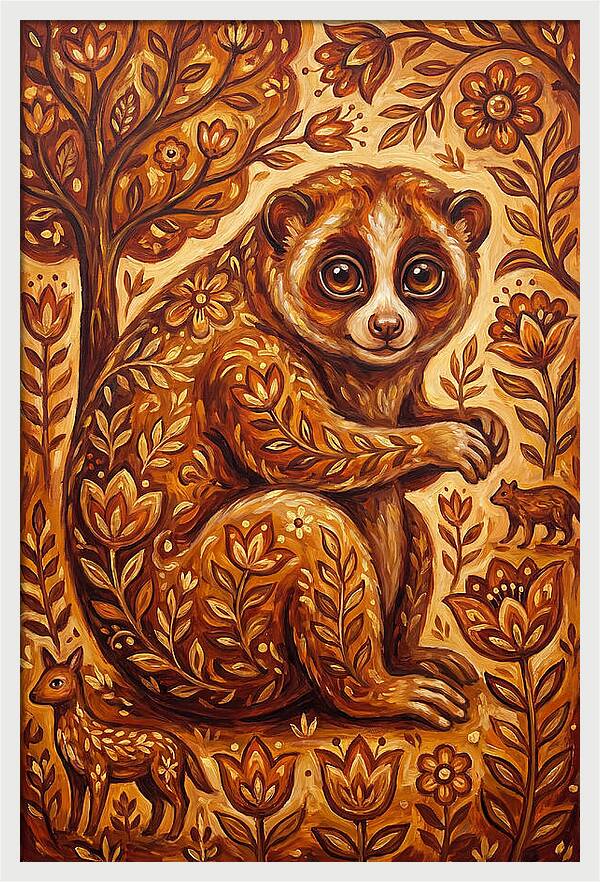 Loris Among Floral Patterns