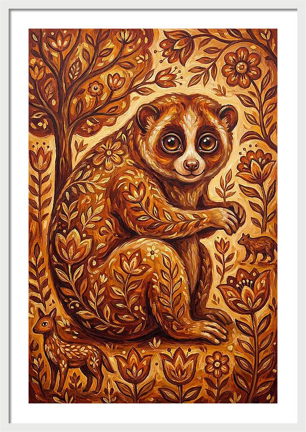 Loris Among Floral Patterns