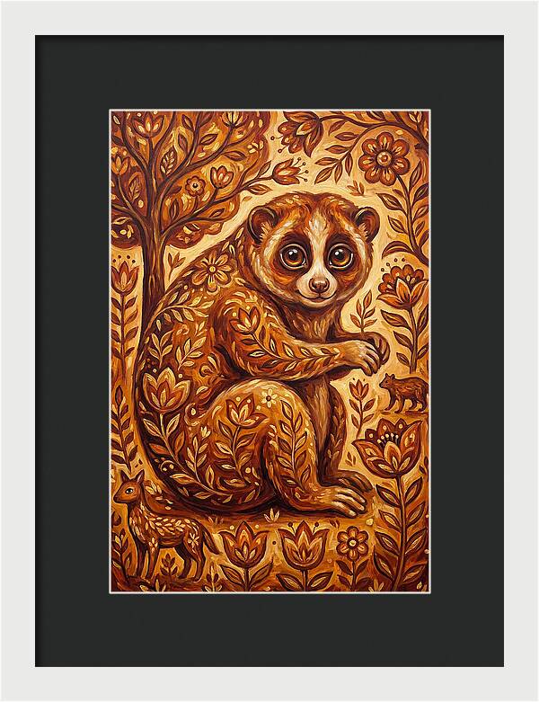 Loris Among Floral Patterns