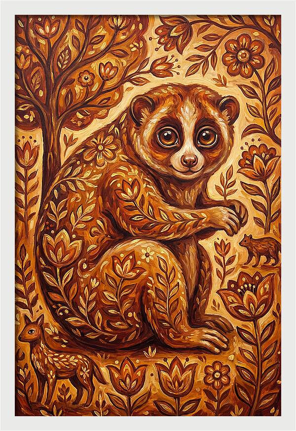 Loris Among Floral Patterns
