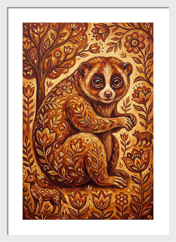 Loris Among Floral Patterns