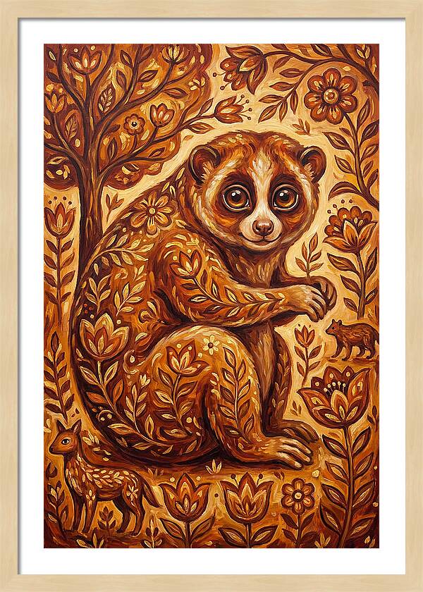 Loris Among Floral Patterns