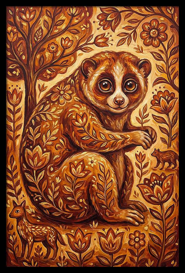 Loris Among Floral Patterns