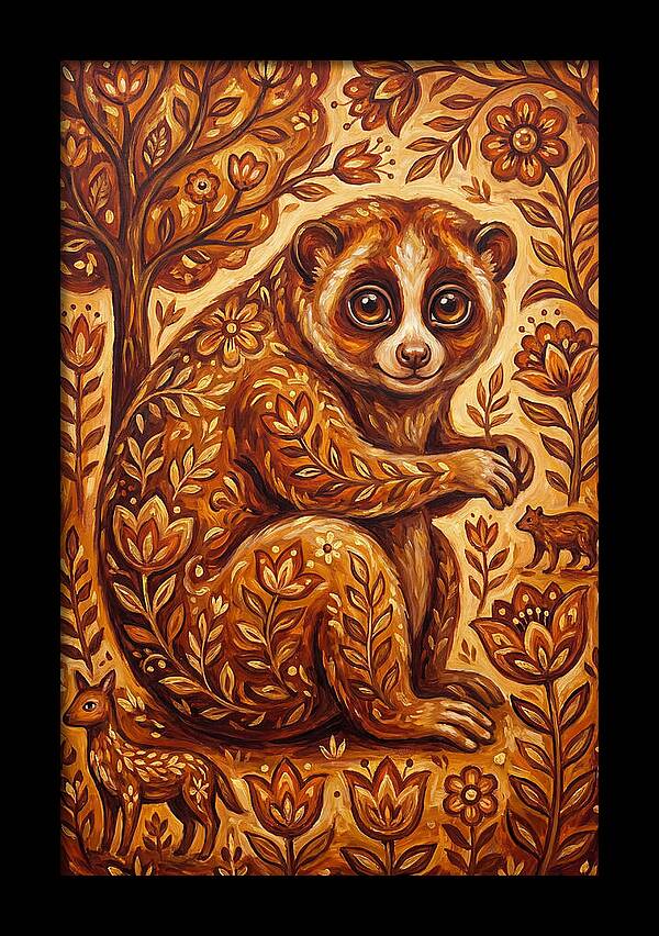 Loris Among Floral Patterns
