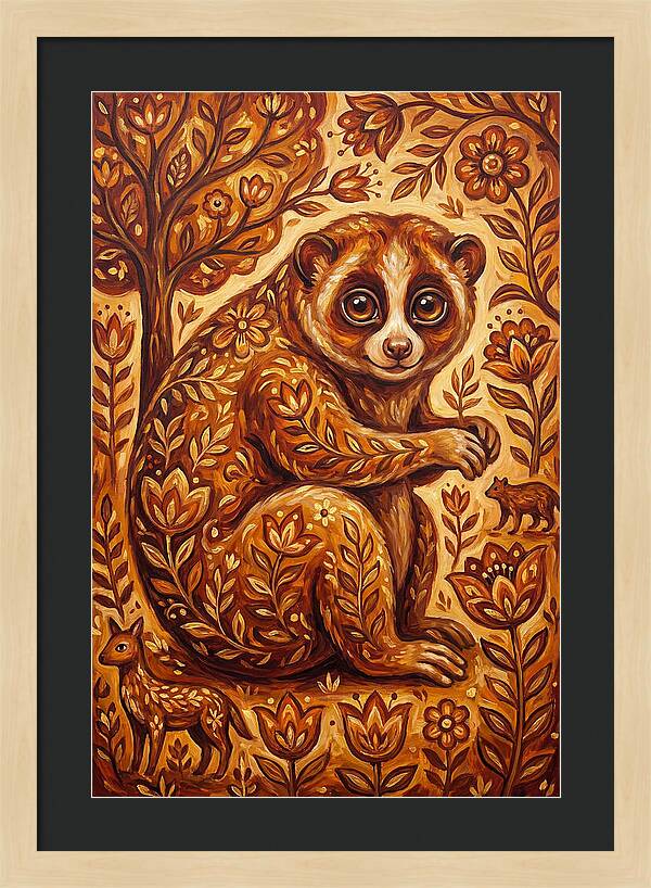Loris Among Floral Patterns