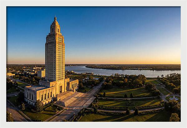 Louisiana State Capitol At Dusk