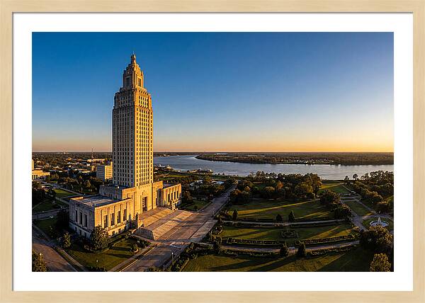 Louisiana State Capitol At Dusk