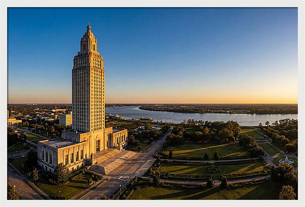 Louisiana State Capitol At Dusk