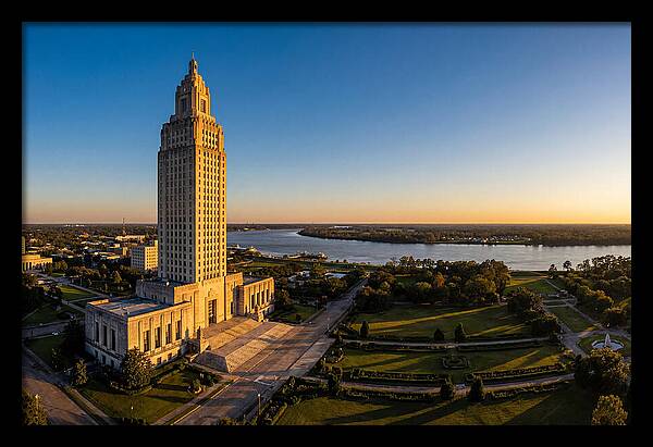 Louisiana State Capitol At Dusk