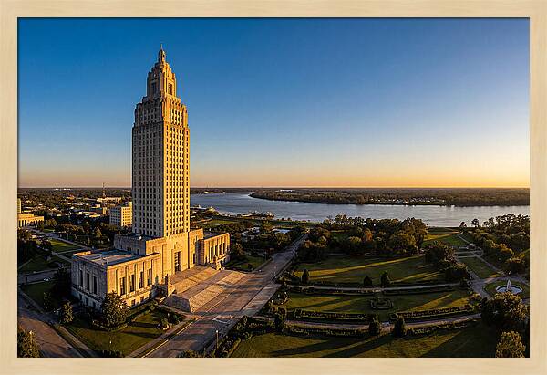 Louisiana State Capitol At Dusk