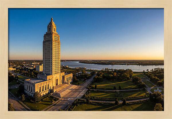 Louisiana State Capitol At Dusk