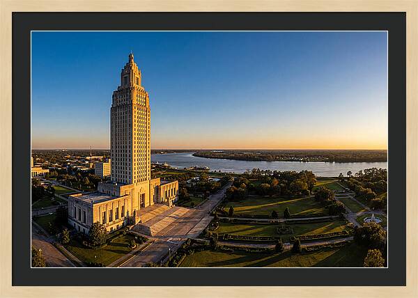 Louisiana State Capitol At Dusk