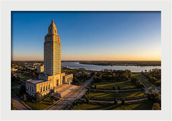 Louisiana State Capitol At Dusk