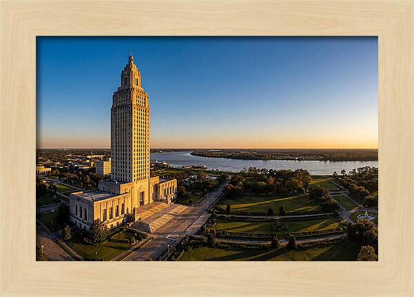 Louisiana State Capitol At Dusk