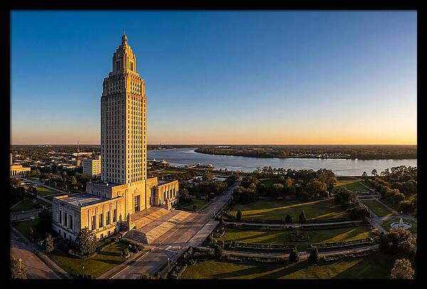 Louisiana State Capitol At Dusk