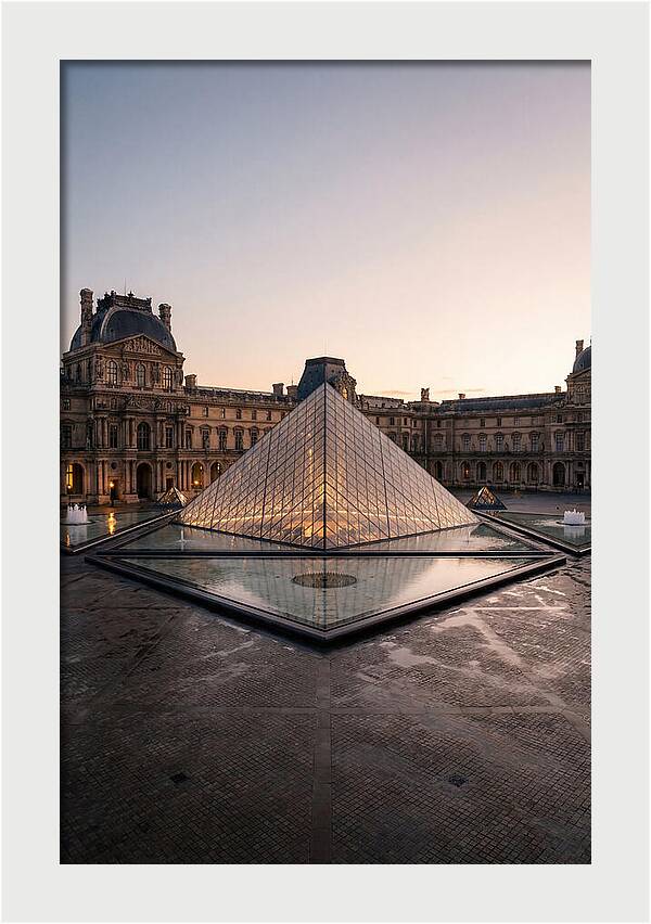 Louvre Pyramid At Dusk