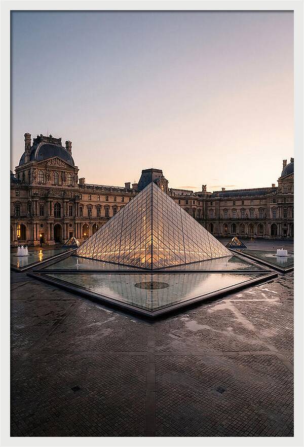 Louvre Pyramid At Dusk