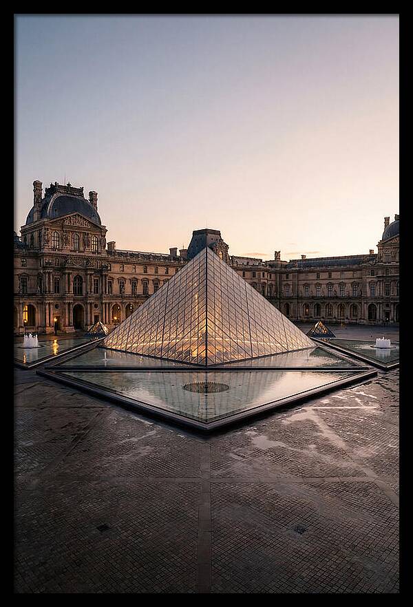 Louvre Pyramid At Dusk