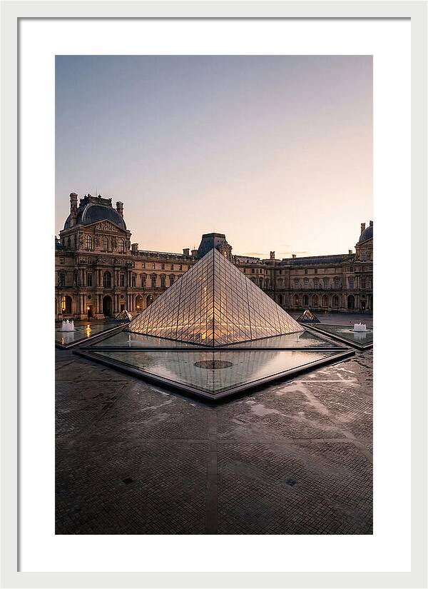 Louvre Pyramid At Dusk