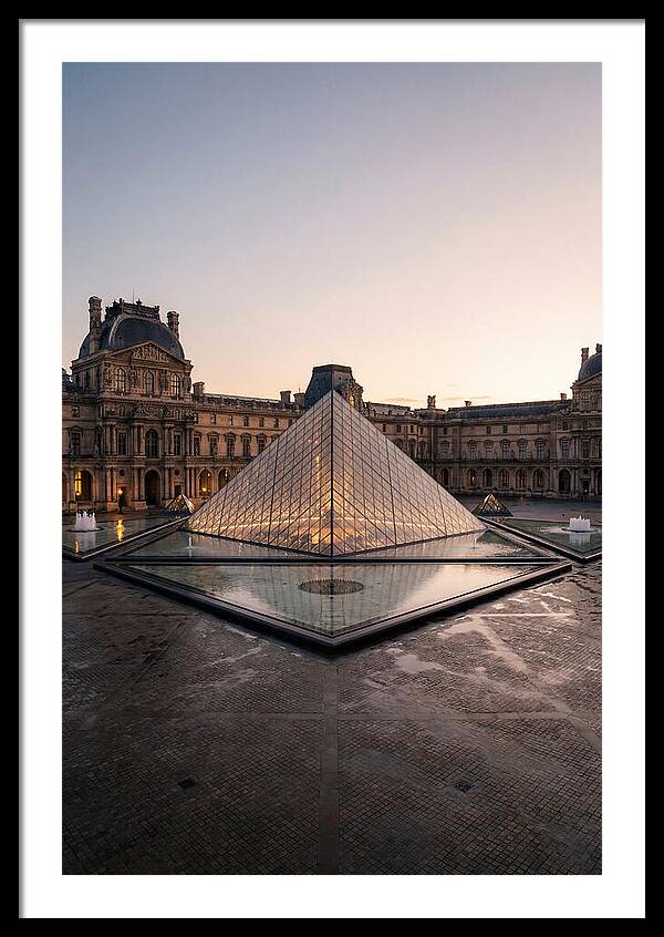 Louvre Pyramid At Dusk