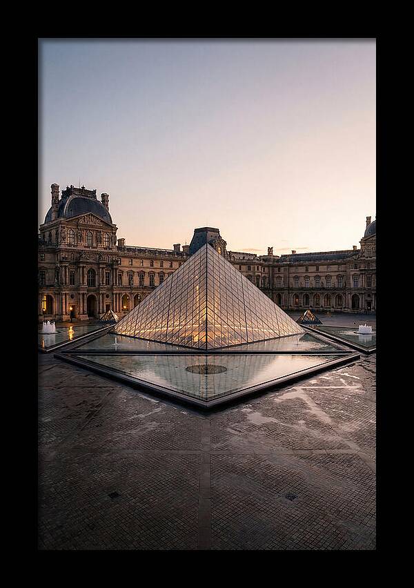 Louvre Pyramid At Dusk