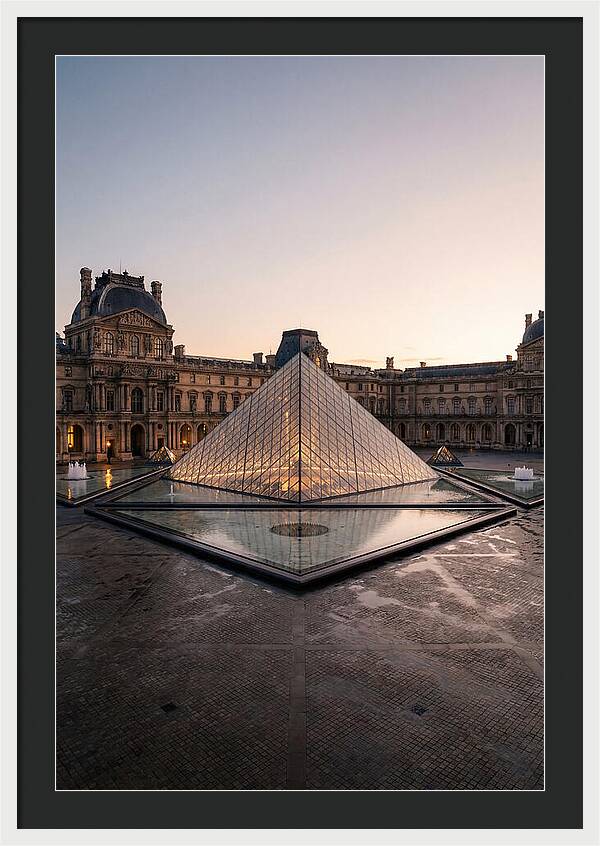 Louvre Pyramid At Dusk