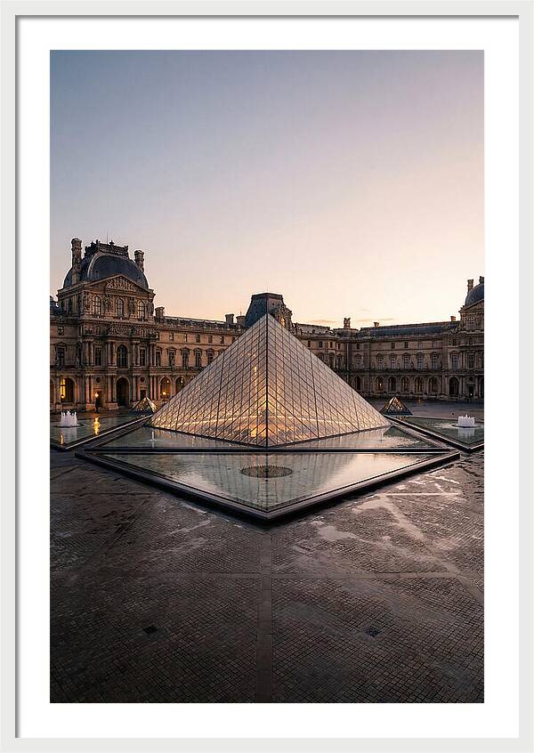 Louvre Pyramid At Dusk