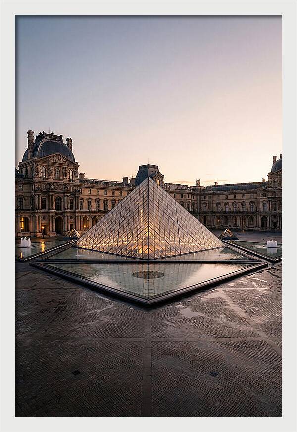 Louvre Pyramid At Dusk